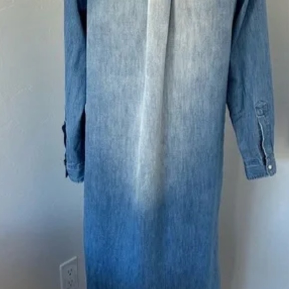 Frank & Eileen Rory Shirtdress Maxi Distressed Vintage Wash Denim L - Picture 3 of 8